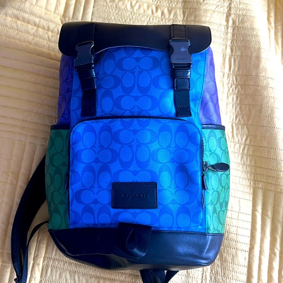 Coach Other - Coach Track Backpack In Blocked Signature Canvas